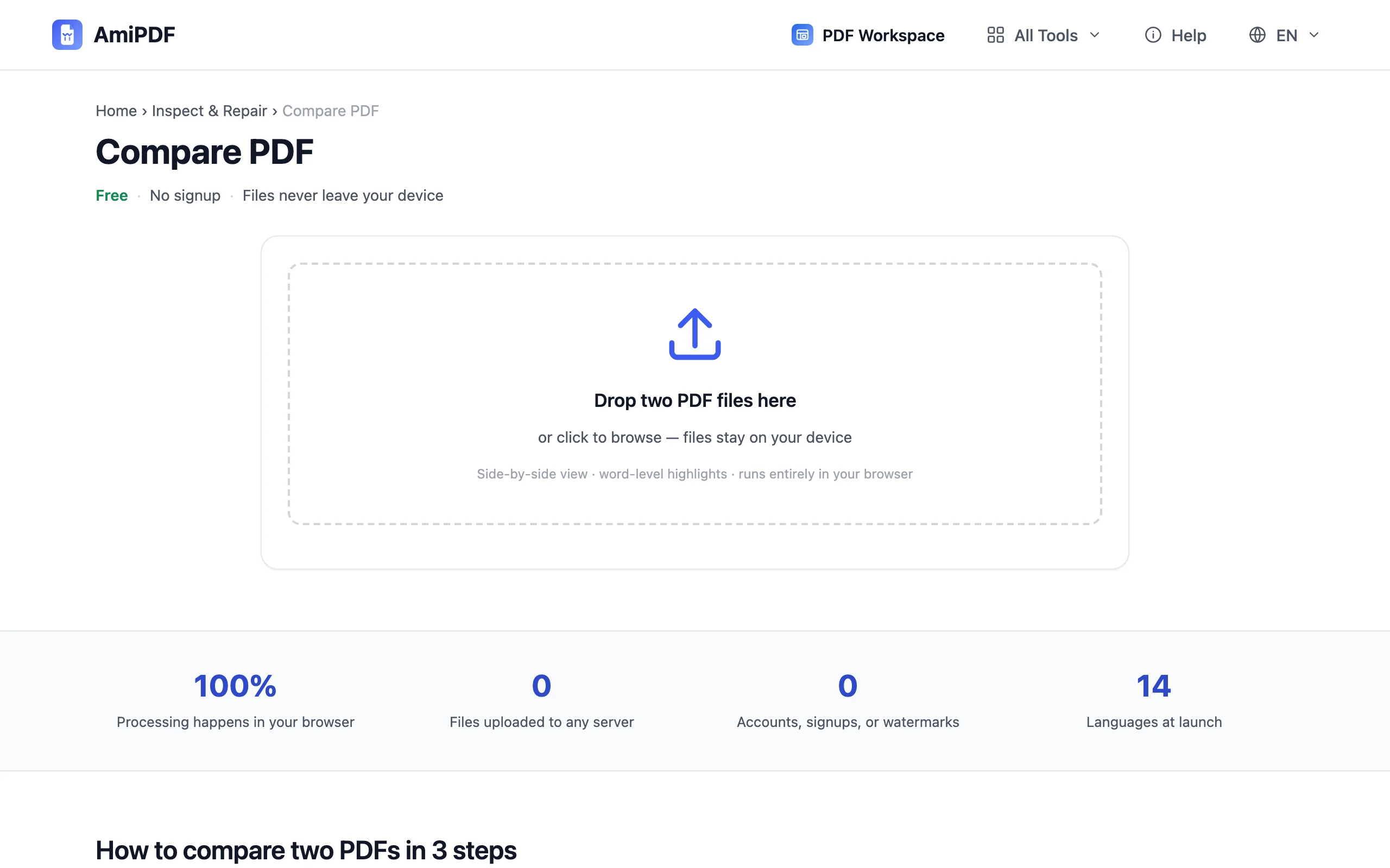 Compare PDF – Add the original, then the changed copy