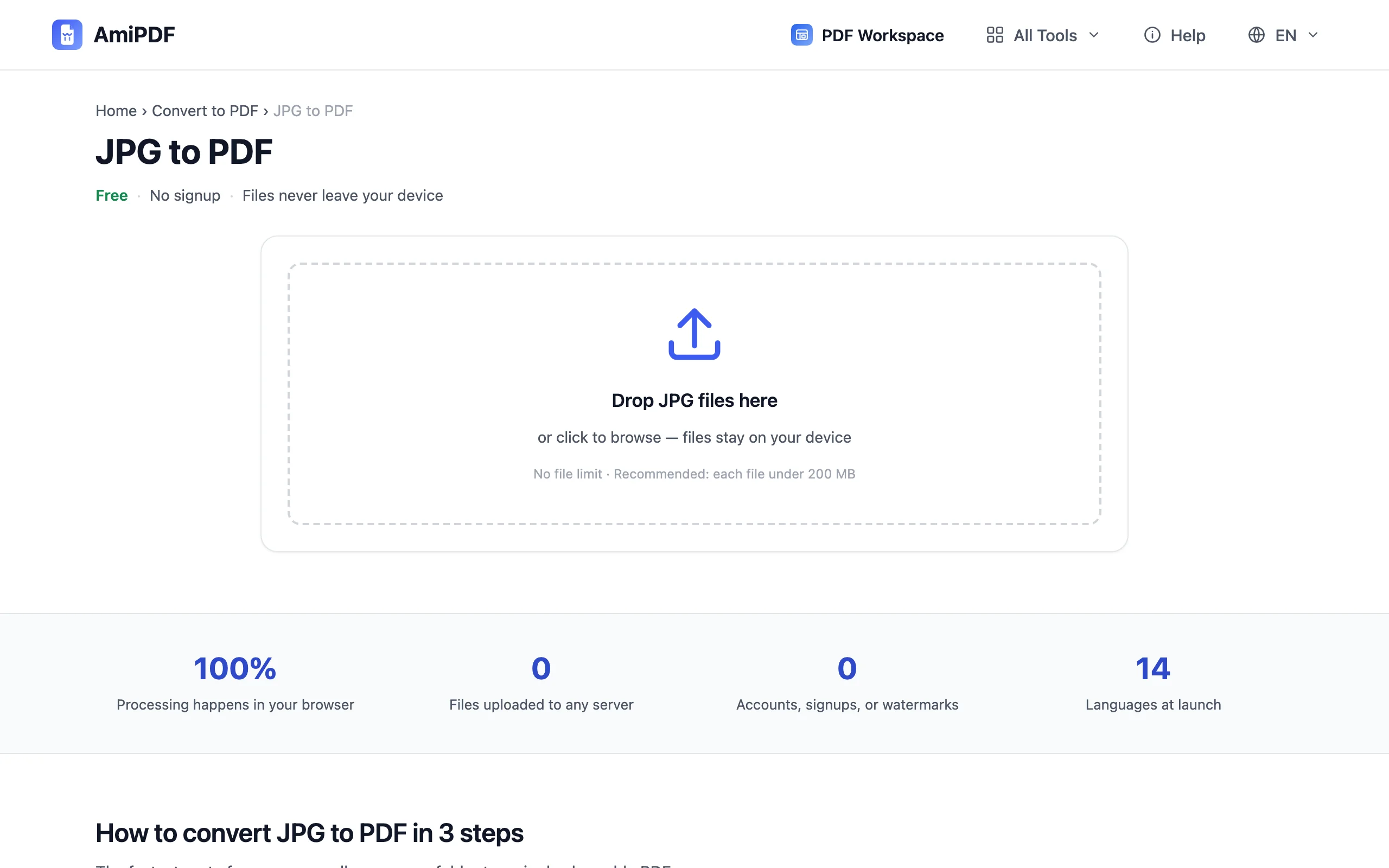 JPG to PDF – Add your JPG files