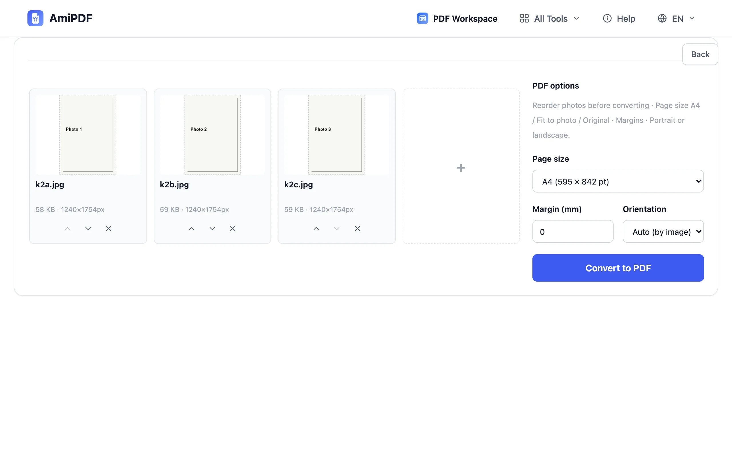 JPG to PDF – Arrange the order