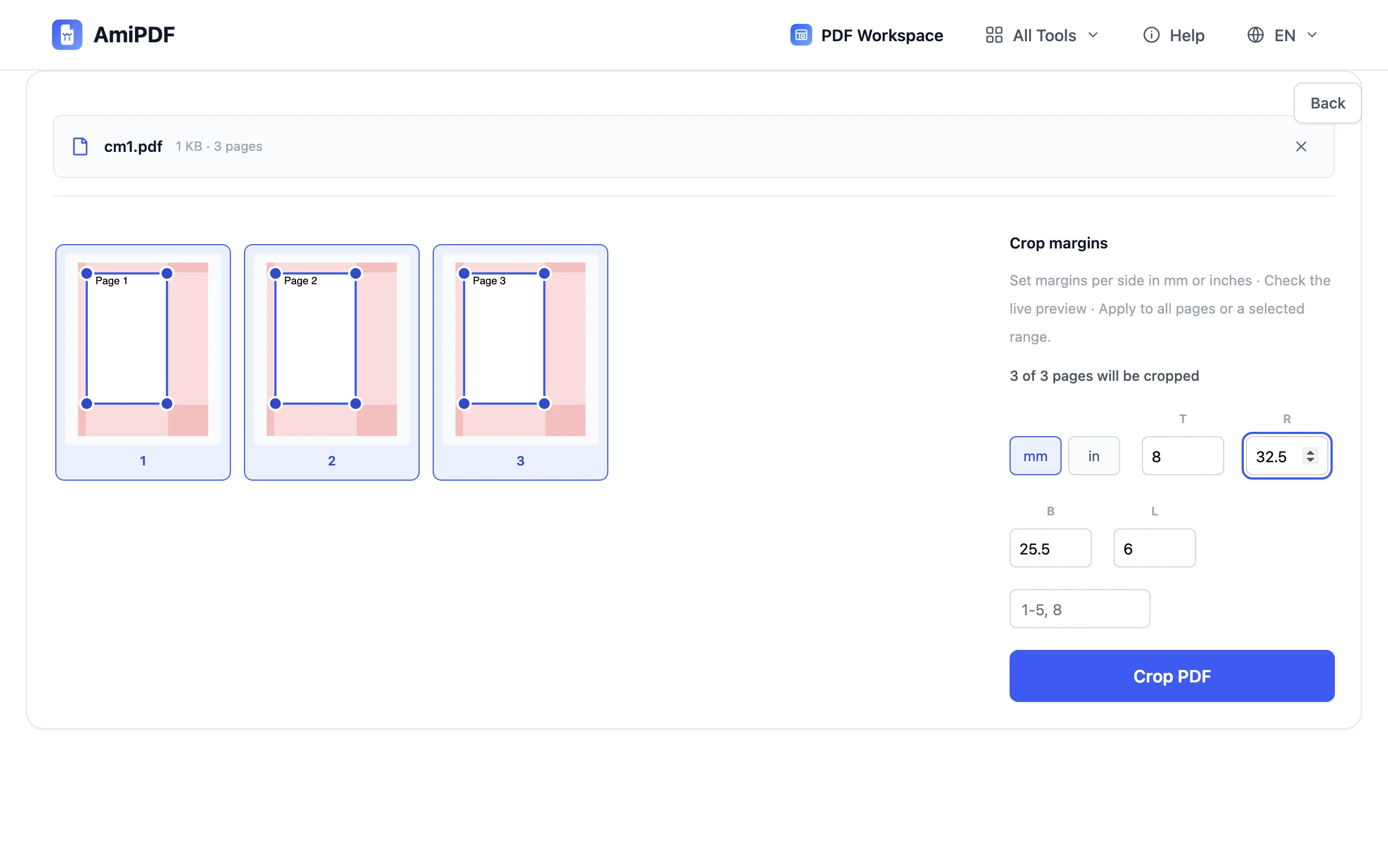 Crop PDF – Drag the crop window for fine-tuning