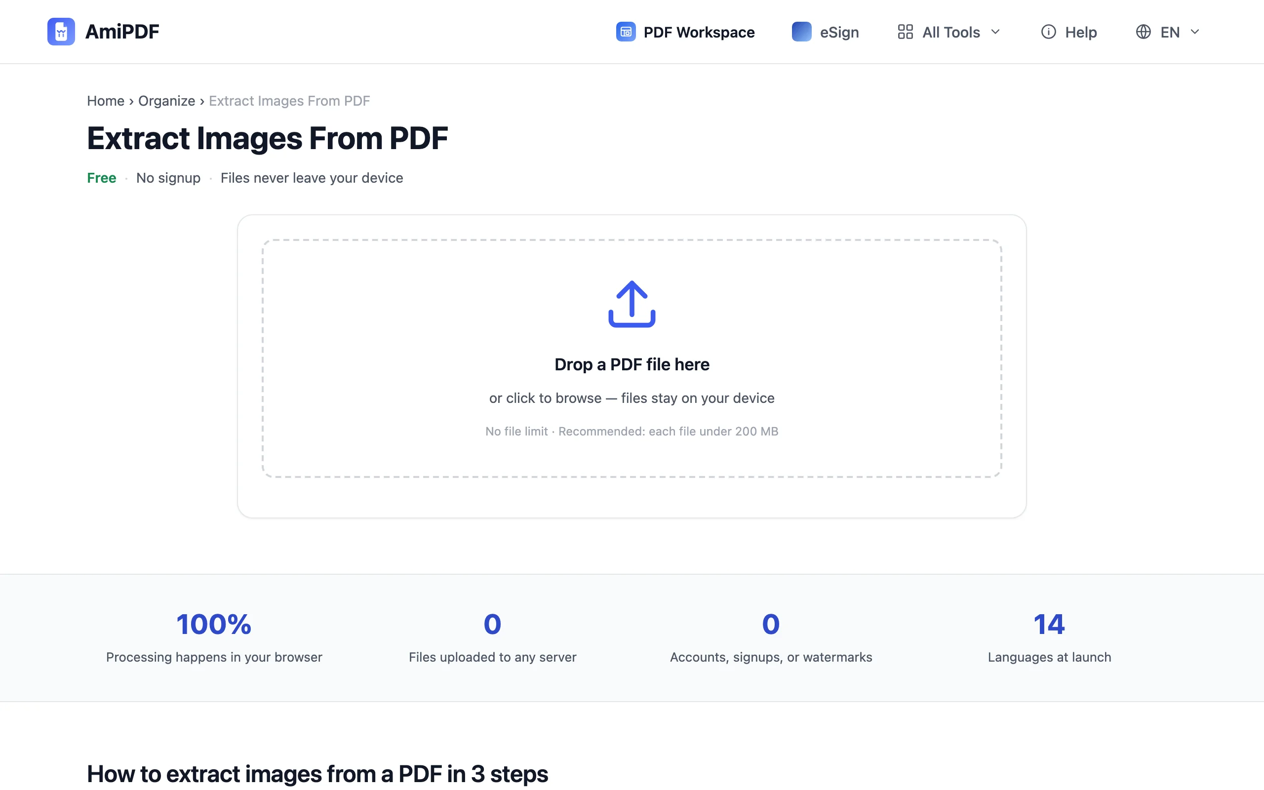 Ambil Gambar dari PDF – Buka alat dan tambahkan PDF Anda