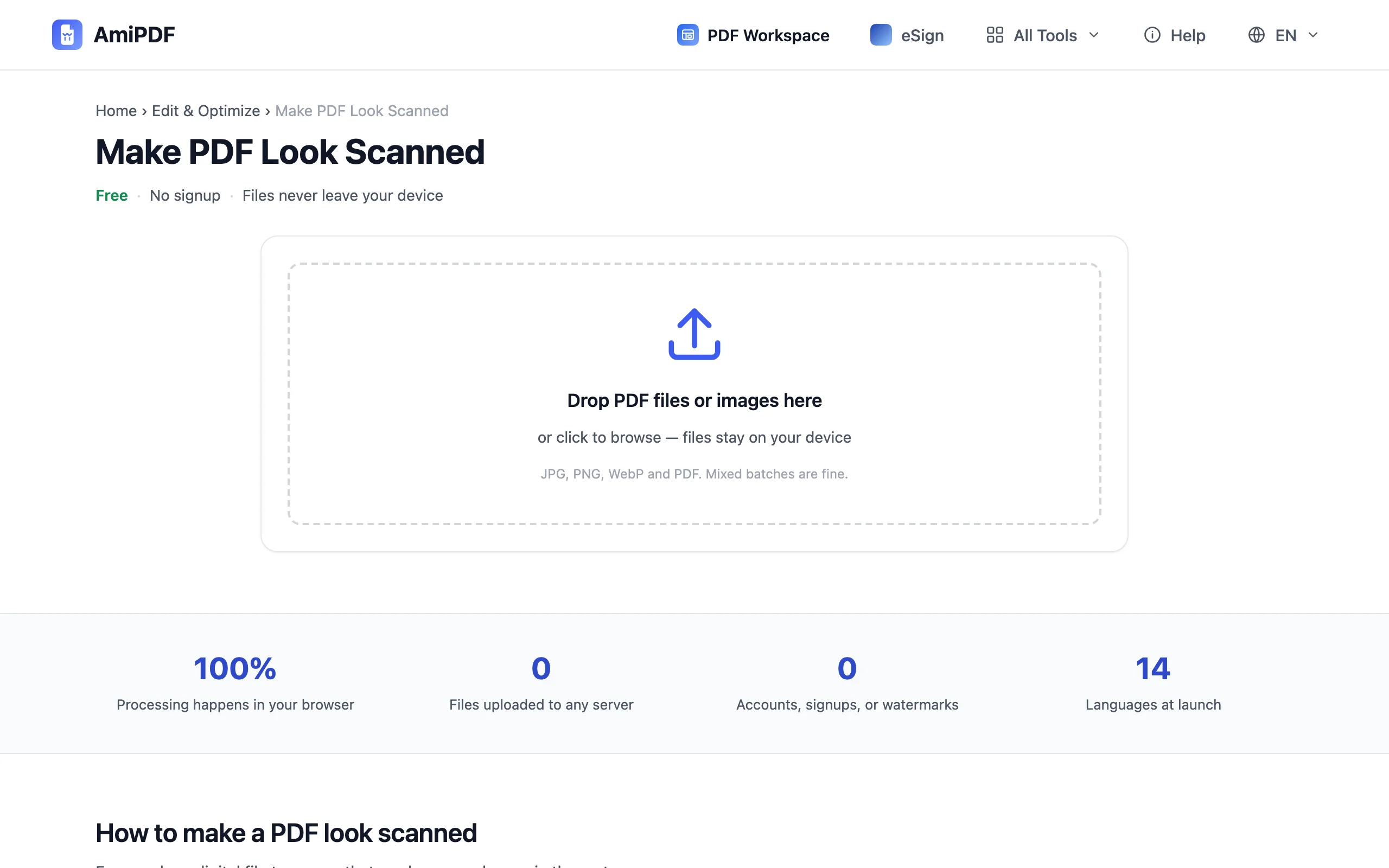 Make PDF Look Scanned – Add the PDF, or photos