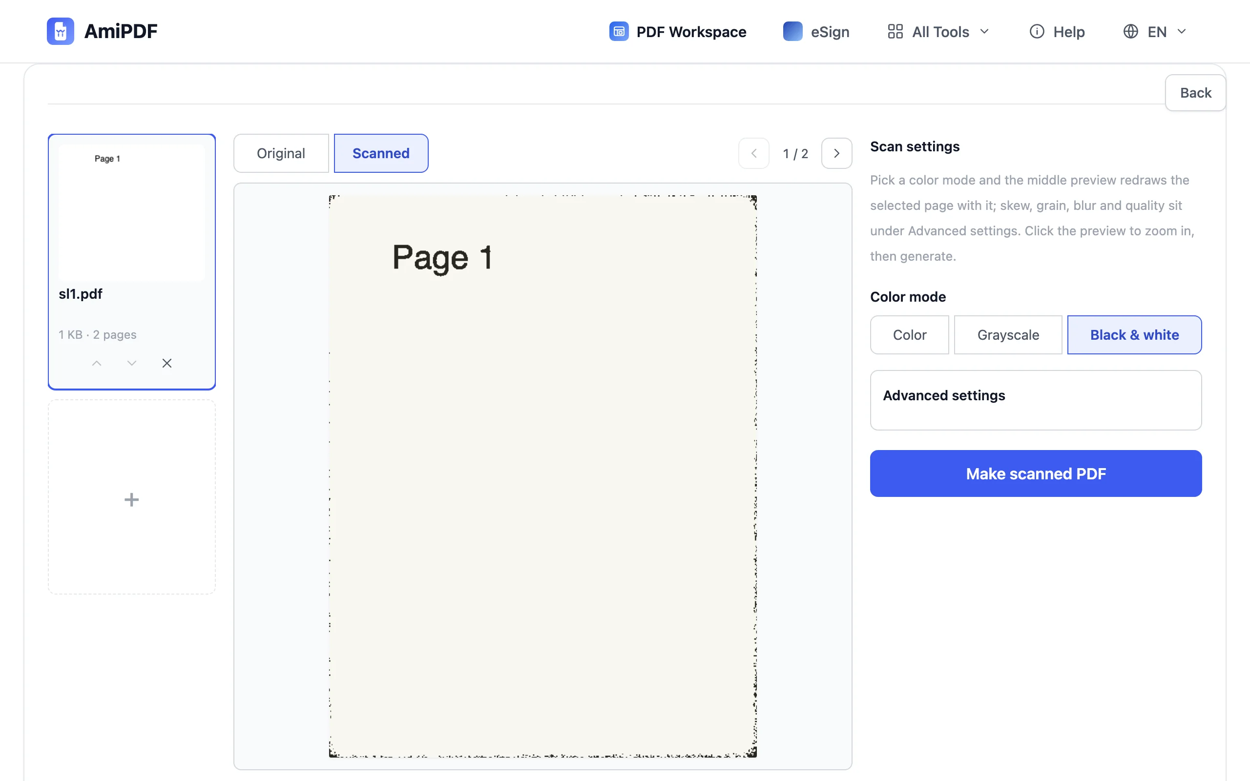 Make PDF Look Scanned – Check the preview and tune