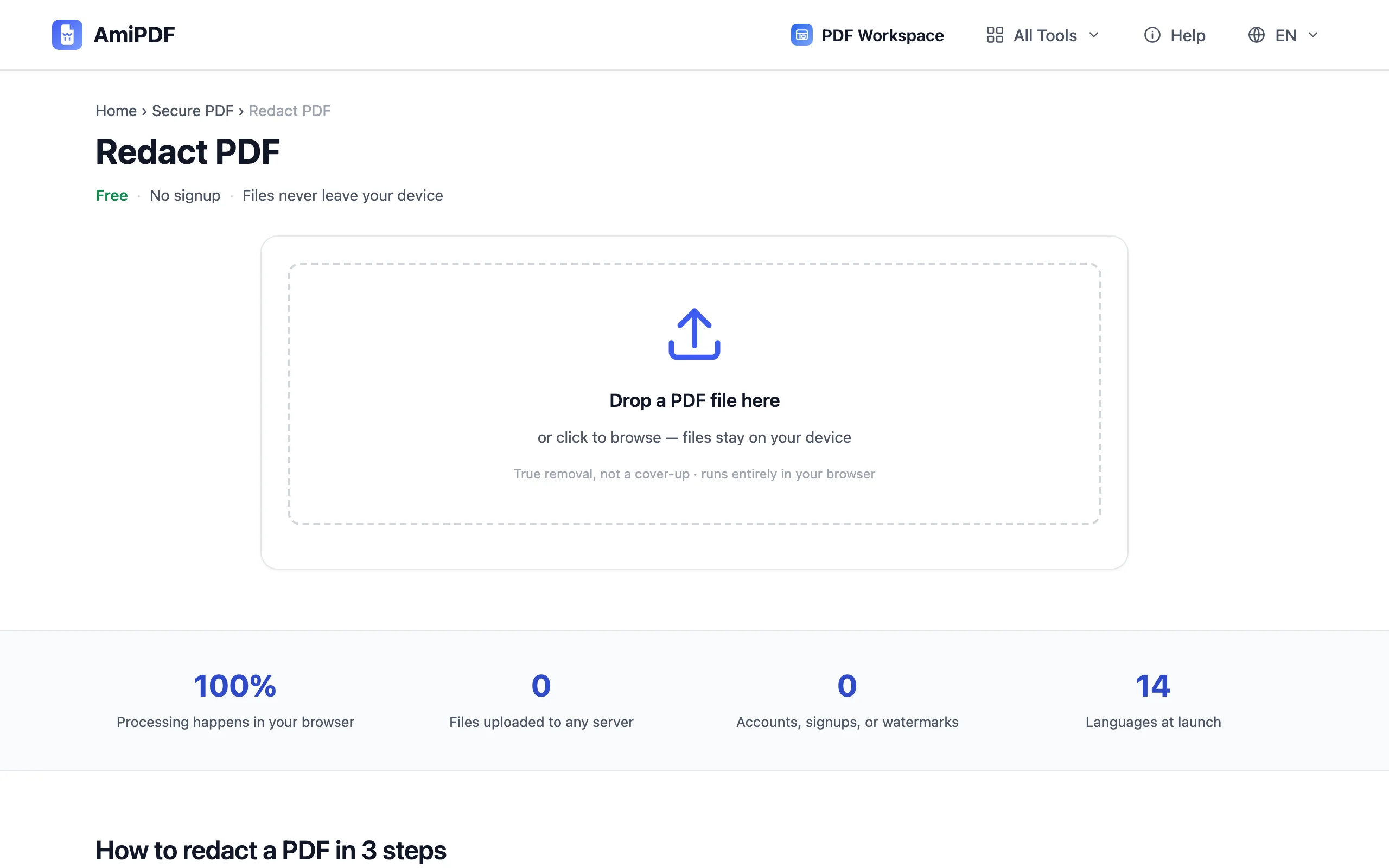 Redact PDF – Open the document