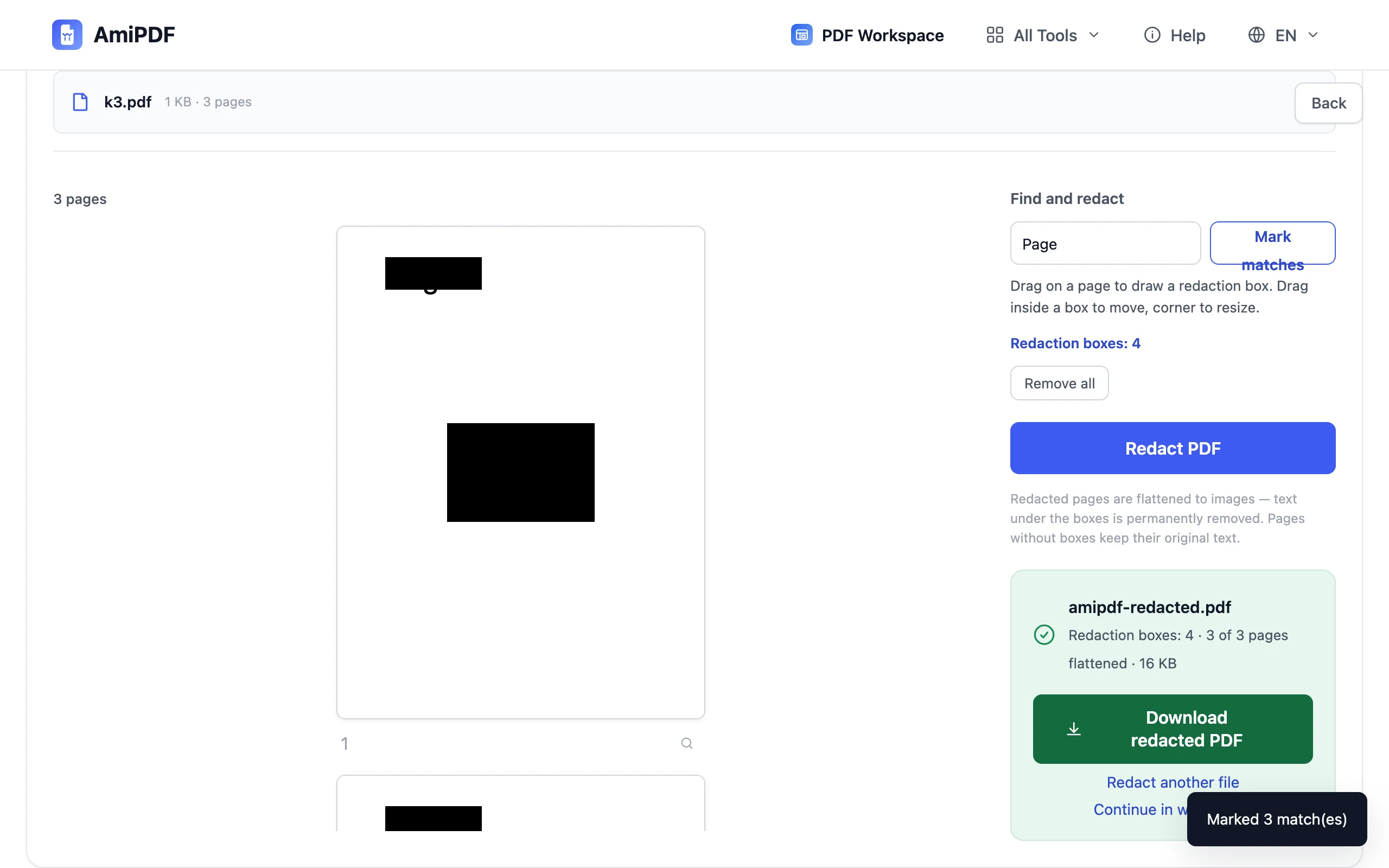 Redact PDF – Redact and download