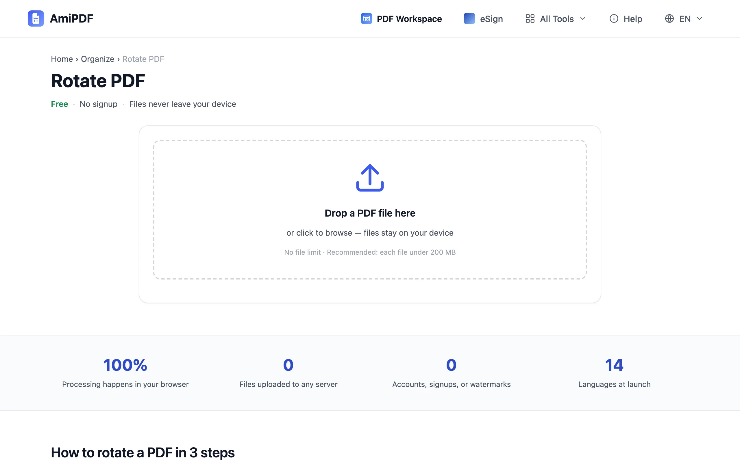 Rotate PDF – Add the PDF and look at the grid